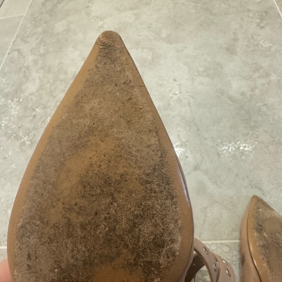 Valentino Pointed Toe Love Latch Ankle Strap Nude Pink Flats with Grommets - Picture 3 of 10